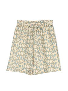 Versace Kids short en soie Versace Allover - Bleu