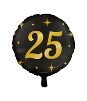 Classy Folieballon 25 Jaar Zwart/Goud (46cm) - thumbnail