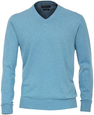 Casa Moda Heren Trui Licht Blauw V-hals Katoen