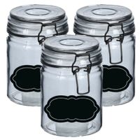 Weckpot/inmaakpot - 4x - 250 ml - glas - met beugelsluiting - incl. etiketten - thumbnail