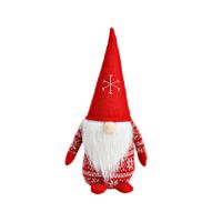 Pluche gnome/dwerg - kerstman pop/knuffel - rood - 16 x 20 x 40 cm - thumbnail