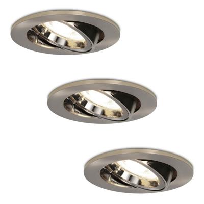 Set van 3 Lublin LED inbouwspots - 5 Watt 400 Lumen - 4000K Neutraal wit - GU10 - Dimbaar - Rond - Kantelbaar - IP20 Stofdicht - RVS
