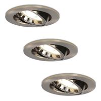 Set van 3 Lublin LED inbouwspots - 5 Watt 400 Lumen - 4000K Neutraal wit - GU10 - Dimbaar - Rond - Kantelbaar - IP20 Stofdicht - RVS