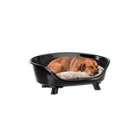 Ferplast Honden- en kattenbed met katoenen kussen, middelhoog hondenbed, gerecycled plastic, binnenbed voor honden en katten, ademend en antislip, THRONE 70,5 x 52 x h 28,5 cm, zwart