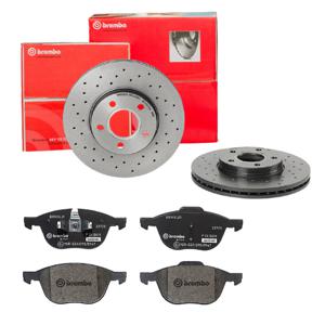 Remmenset, remschijf BREMBO, Remschijftype: Geperforeerd / Geventileerd, Inbouwplaats: Vooras, u.a. für Volvo, Ford