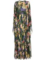 Dolce & Gabbana floral-print silk maxi dress - Vert - thumbnail