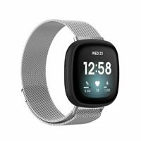 By Qubix - Compatible met Fitbit Versa 3/4 & Sense 1/2 milanese bandje - Small - Zilver - Compatible fitbit bandje