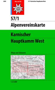 Wandelkaart 57/1 Alpenvereinskarte Karnischer Hauptkam West | Alpenver