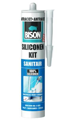 bison siliconenkit sanitair antraciet koker 300 ml