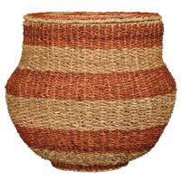 Mica Decorations Opbergmand met Deksel - H48 x Ø55 cm - Jute - Oranje