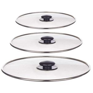 Afgietdeksel/pannendeksel set - 3x stuks - Dia 29/25/21 cm - metaal - plat model