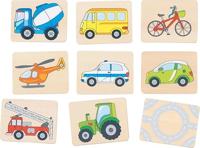 goki 56301 Memospel voertuigen van hout, herinneringsspellen, klassiekers voor het hele gezin, paren vinden, bevordert geheugen en visuele waarneming, houten box om op te bergen, set van 32, vanaf 3