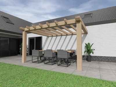 Aanbouw Veranda Douglas 3000mm diep - 190mm balken - geschaafd