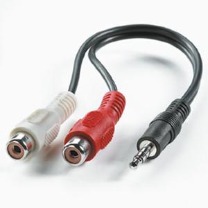 Roline 11.09.4340 Jackplug Audio Aansluitkabel [1x Jackplug male 3,5 mm - 2x Cinch-koppeling] 0.20 m Zwart Afgeschermd