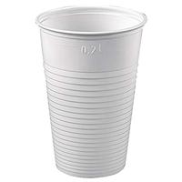 Papstar drinkbeker/plastic beker (100 stuks), 0,2 l, wit, van PS-kunststof, diameter 7 cm, hoogte 9,9 cm, met vulstreep, klassiek design, ideaal voor grotere evenementen en feesten #12156