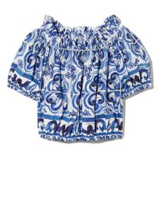 Dolce & Gabbana Kids haut à imprimé Majolica - Bleu