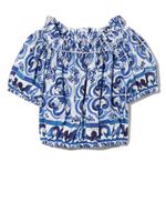 Dolce & Gabbana Kids haut à imprimé Majolica - Bleu - thumbnail