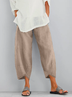 Plain Loosen Cotton Casual Elastic Band Pants