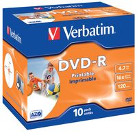 Verbatim DVD recordable DVD-R, printbaar, doos van 10 stuks, individueel verpakt (Jewel Case) - thumbnail