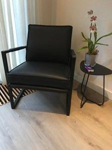 Leren fauteuil met stalen frame - zwart leer - Echt leer, Industrieel, ontdek de vele Leersoorten en Kleuren bij ShopX