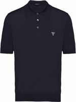 Prada polo en laine à logo brodé - Bleu