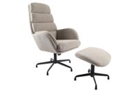 Fauteuil Sifton Met Voetenbank Bouclé Taupe/Zwart - Giga Living