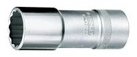 GEDORE Steeksleutelinzetstuk, lange uitvoering, moeren, 1/2'' 12,5 mm aandrijving, UD-profiel, 16 mm breedte, gereedschap, D 19 L 16, verchroomd staal