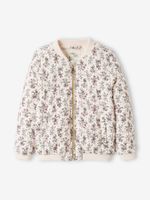 Gewatteerd jasje bomberstijl met bloemenprint witte bloemenprint