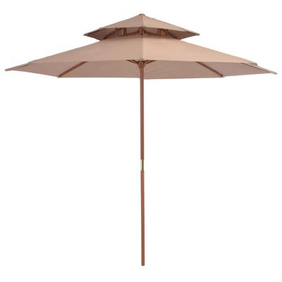 vidaXL Parasol dubbeldekker met houten paal 270 cm taupe vidaXL Parasol dubbeldekker met houten paal 270 cm taupe