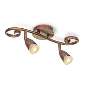 Light depot - LED opbouwspot Curl 2 lichts - 35,5 cm - brons - Outlet