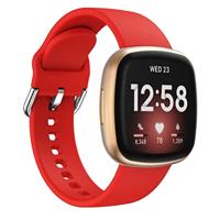 By Qubix - Compatible met Fitbit Versa 3 & 4 / Sense 1 & 2 - Siliconen bandje - Rood - Compatible fitbit bandje