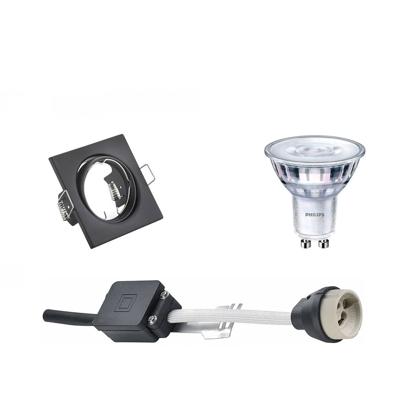 Philips - Led Spot Set - Sceneswitch 827 36d - Gu10 Fitting - Dimbaar - Inbouw Vierkant - Mat Zwart - 1.5w-5w - Warm Wit