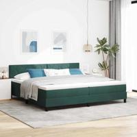 vidaXL Boxspringbed met matras fluweel donkergroen 200x200 cm