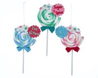 Claydough lollipop ornament assorted: sugar & spice, eat & be merry & love is sweet kerstbal Kurt S. Adler - Kurt s adler