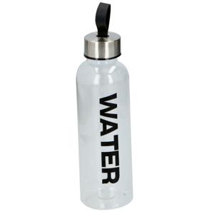 Waterfles / drinkfles / sportfles - transparant/zwart - kunststof - 550 ml - schroefdop