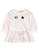 Chiara Ferragni Kids robe volantée à logo imprimé - Rose - thumbnail