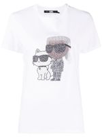 Karl Lagerfeld t-shirt Ikonik à ornements strassés - Blanc - thumbnail