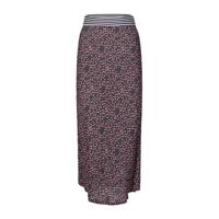 Didi semi-transparante midi rok met all over print donkerblauw/rood/wit