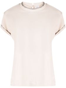 Brunello Cucinelli t-shirt à ornements métalliques - Tons neutres