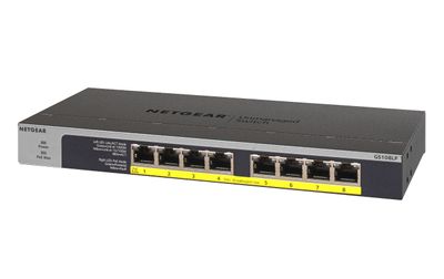 NETGEAR GS108LP Unmanaged Gigabit Ethernet (10/100/1000) Power over Ethernet (PoE) 1U Zwart, Grijs