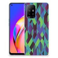 OPPO A94 5G | Reno5 Z TPU Hoesje Abstract Green Blue - thumbnail