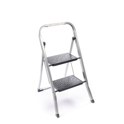 Inklapbare/opvouwbare Huishoudtrap/keukentrap Zilver/zwart Met 2 Treden 86 Cm - Keukentrapje/huishoudtrapje/klustrapje
