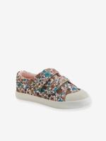 Stoffen sneakers met klittenband en print voor meisjes beige met bloemen