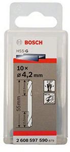 Bosch Accessories 2608597590 HSS Dubbele boor 4.2 mm Gezamenlijke lengte 55 mm Geslepen Cilinderschacht 10 stuk(s)