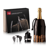 Vacu Vin Champagneset - Zwart - 3 delige set