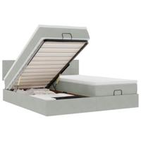 vidaXL Ottoman bed met matrassen en LED's 200x200cm fluweel lichtgrijs, bedframe, ottoman bedframe, bedframe met opbergruimte onder het bed