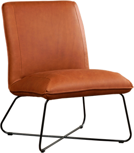 Cognac leren industriële fauteuil zonder armleuning Less - Rancho Leer Cognac (cognac leer)