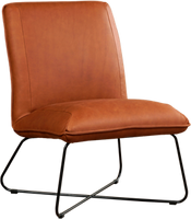 Cognac leren industriële fauteuil zonder armleuning Less - Rancho Leer Cognac (cognac leer) - thumbnail