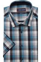 Leonardo by Jupiter Casual Modern Fit Overhemd Korte mouw middenblauw - thumbnail