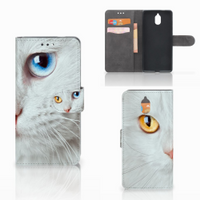 Nokia 3.1 (2018) Telefoonhoesje met Pasjes Witte Kat